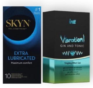 Skyn Exstra Lube 10 штук + Intt Vibration Gin Tonic (15 мл) SOS6996 фото