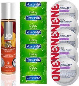набор 10 шт Pasante + ONE + System JO H2O Peachy Lips (30 мл) SOS4670 фото