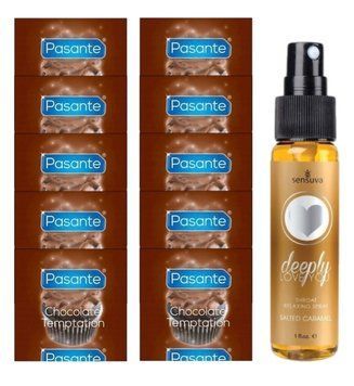 Pasante Chocolate Temptation 10 шт + Sensuva Deeply Love You Salted Caramel (29 мл) SOS13991 фото