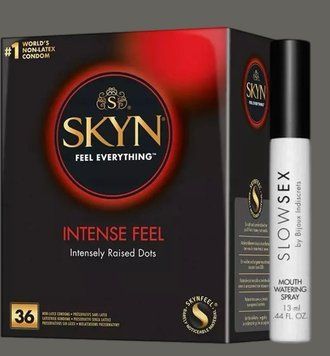 Комплект Skyn Intense feel 36 штук + Спрей для посилення слиновиділення Bijoux Indiscrets Slow Sex Mouthwatering spray SOS5402 фото
