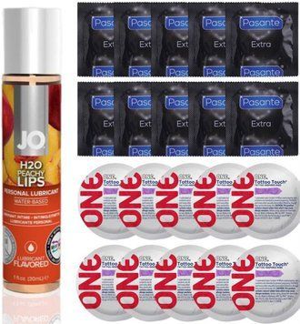 Набор 20 шт Pasante Extra и ONE Tattoo Touch + System JO H2O &mdash; Peachy Lips (30 мл) SOS4869 фото