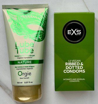 Комплект EXS Ribbed & Dotted 12 шт + Лубрикант LUBE TUBE NATURE, 150 мл ORGIE SOS3241 фото