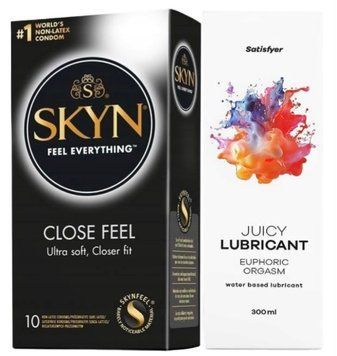 Комплект Лубрикант Satisfyer Juicy Lubricant Euphoric Orgasm 300 мл + SKYN Close Feel 10 шт SOS12647 фото