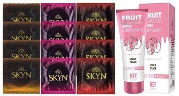 Комплект: Лубрикант OLO со вкусом персика (120 мл) + 8 шт. SKYN + 4 шт. SKYN Intense Feel SPS10523 фото