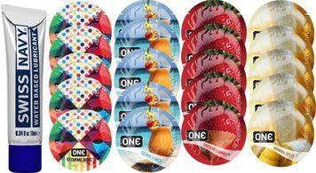 Набор из Swiss Navy Water-Based 10 мл + ONERibs + ONE Island Punch + ONEChocolateStrawberry + ONEBanana SOS8536 фото