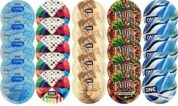 Набір з 25 шт One Oasis Silk + ONE Ribs + ONE Vanish + ONE Tattoo + ONE Fresh Mint SOS8351 фото