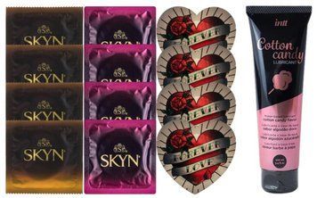 Комплект: Лубрикант Intt Cotton Candy (100мл) +8 шт. SKYN+4 шт. Pasante Heart SOS10445 фото