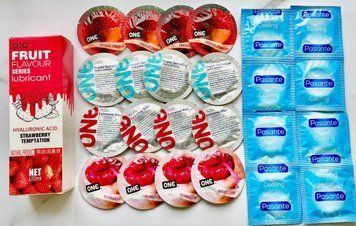 Набір 24 шт ONE Flavor Waves, Super Sensitive, Extreme ribs + Pasante Cooling + Гель-лубрикант OLO 120 мл SOS1731 фото