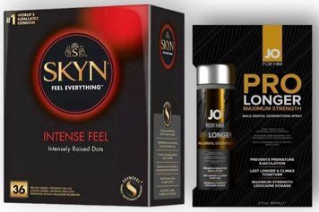 Набір з SKYN Intense Feel (36 шт) + Пролонгатор JO Prolonger Spray with Lidocaine (60 мл)  SOS8976 фото