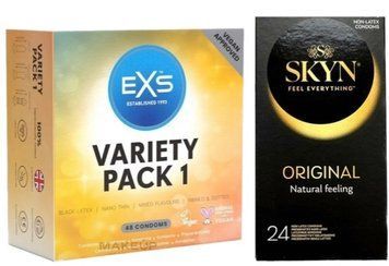 Набір з SKYN ORIGINAL 24 ШТ. + EXS Mixed Variety Pack 1, 48 штук SOS7925 фото