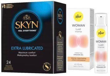 Набір з SKYN Extra Lube (24 шт) + Рідкий вібратор pjur Woman Lust Intense (15 мл)  SOS10093 фото