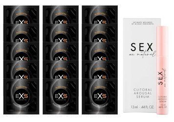 Комплект EXS Black Latex 15 шт + Bijoux Indiscrets Sex au Naturel Clitorale Arousal Serum 5 мл  SOS14658 фото