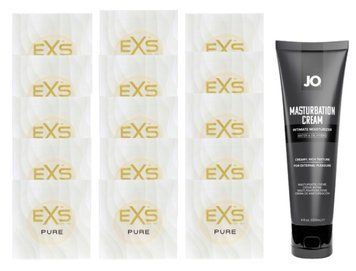Комплект EXS Pure15 шт + JO Masturbation Cream (120 мл) SOS14874 фото