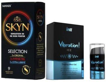 Набор из SKYN Selection (9 шт) + Жидкий вибратор Intt Vibration Ice (15 мл) SOS9697 фото