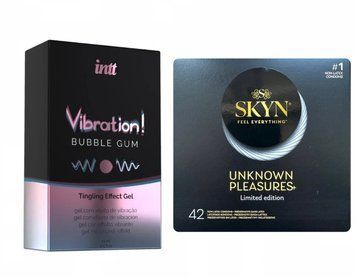 Комплект: SKYN Pleasures 42 шт. + Рідкий вібратор Intt Vibration Bubble Gum (15 мл) SOS11746 фото