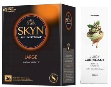 Набір Лубрикант Satisfyer Minty Mocha 300 мл + SKYN Large 36 шт. SOS12815 фото