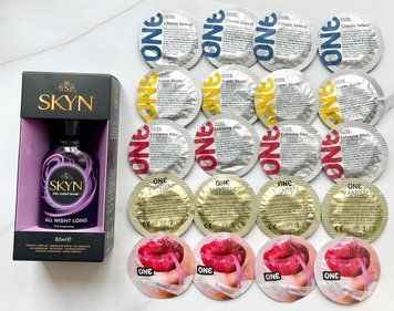 Набір 20 шт - ONE Super Studs, Classic, Vanish, Extreme ribs, Flavor Waves + SKYN ALL NIGHT LONG, 80 мл SOS1881 фото