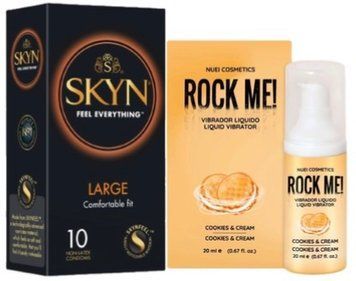Набір з 10 шт SKYN Large + Рідкий вібратор смак: печиво з кремом ROCK ME!, 20 мл Nuei SOS10343 фото