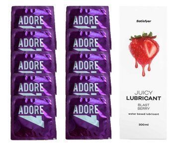 Набір: Pasante Adore 10 шт. + Лубрикант Satisfyer Juicy Lubricant Blast Berry (300 мл) SOS12095 фото