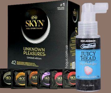 Набір SKYN Pleasures, 42 шт-6 видів + Спрей Doc Johnson GoodHead &ndash; Juicy Head Dry Mouth Spray &ndash; Cotton Candy 59мл SOS5175 фото