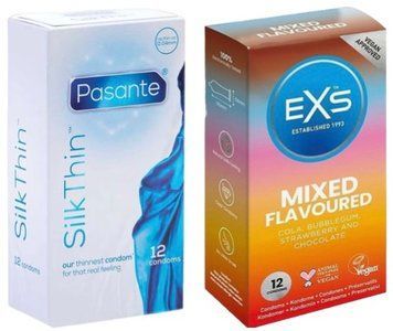 Набор с Pasante Silk Thin 12 шт + EXS Mixed Flavoured 12 шт. SOS8109 фото