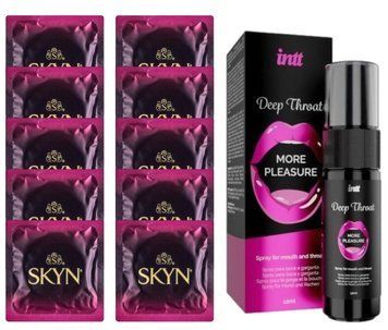 Комплект SKYN Cherry Sunrise 10 шт + INTT Deep Throat Oral Spray (12 мл) SOS13690 фото