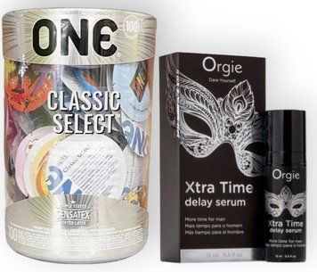 Набор из ONE Classic Select 100 шт + Orgie Xtra Time Delay Serum, 15 мл SOS8993 фото