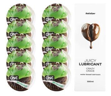 Комплект ONE Mint Chocolate 10 шт. + Лубрикант Satisfyer Juicy Lubricant Crazy Crave (300 мл) SOS12395 фото