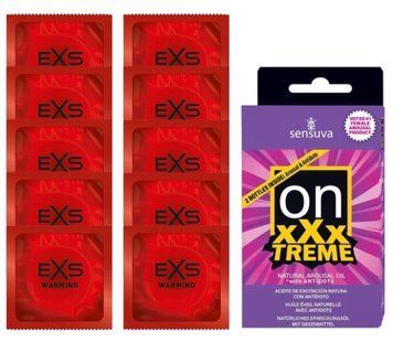 Комплект EXS Warming 10 шт + Sensuva ON xXxTREME Arousal Oil with Antidote (5 мл + 5 мл)  SOS14317 фото