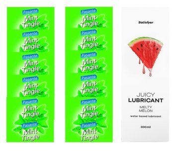 Комплект Pasante Mint 10шт. + Лубрикант Satisfyer Juicy Lubricant Melty Melon 300 мл SOS11696 фото