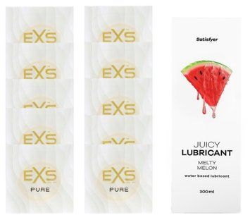 Набор: EXS Pure 10 шт. + Лубрикант Satisfyer Melty Melon 300 мл SOS11204 фото