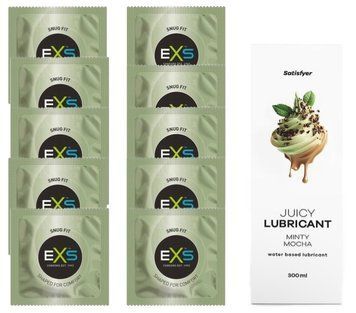 Комплект: из EXS Snug Fit 10 шт + Лубрикант Satisfyer Juicy Minty Mocha water based 300 мл SOS11305 фото