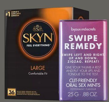 Комплект SKYN Large, 36 шт + М'ятні цукерки Bijoux Indiscrets Swipe Remedy &ndash; clitherapy oral sex mints SOS5447 фото
