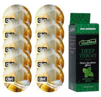Комплект ONE BananaSplit 10 шт + Doc Johnson Spray - Mystical Mint 59 мл SOS13740 фото