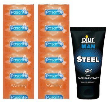 Комплект Pasante Warming 10 шт + pjur MAN Steel Gel (50 мл) SOS14367 фото