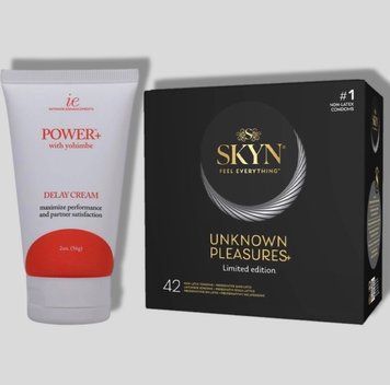 SKYN 42 Pleasures 42 шт + Пролонгатор Doc Johnson Power Delay Cream 56 г SOS5013 фото