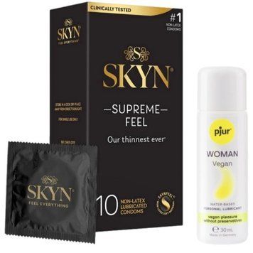 Комплект Skyn ​​Supreme Feel 10 шт + pjur Woman Vegan 30 мл SOS13349 фото
