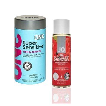 ONE Super Sensitive Pack 12 шт. + Лубрикант на водной основе System JO H2O &mdash; Watermelon (60 мл)  SOS6500 фото