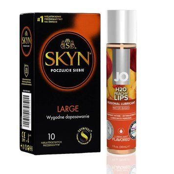 SKYN Large 10 шт + Лубрикант System JO H2O &mdash; Peachy Lips(30 мл) SOS4821 фото