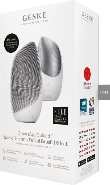 Электронная звуковая термо щетка для лица GESKE Sonic Thermo Facial Brush 6в1 white HB0084 фото