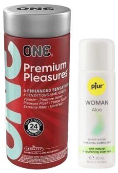 Комплект ONE Premium Pleasures 24 шт + Pjur Woman Aloe 30 мл SOS13001 фото