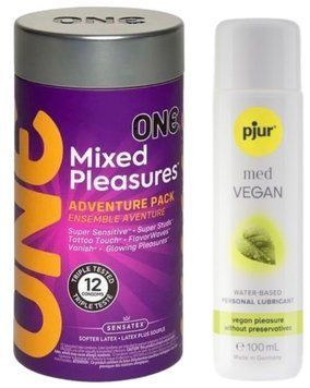Комплект ONE Mixed Pleasures 12 шт + Pjur MED Vegan Glide 100 мл SOS12951 фото