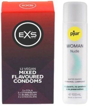 Набор EXS Mixed Flavoured (12 шт) + pjur Woman Nude 100 мл SOS13450 фото