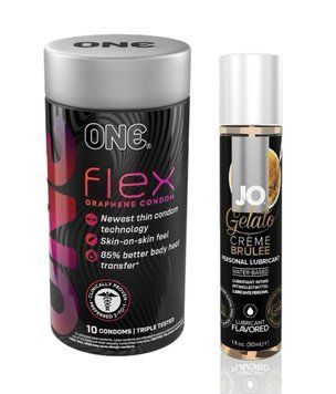 ONE Flex 10 шт. + Змазка на водній основі System JO GELATO CremeBrulee 30 мл SOS6371 фото