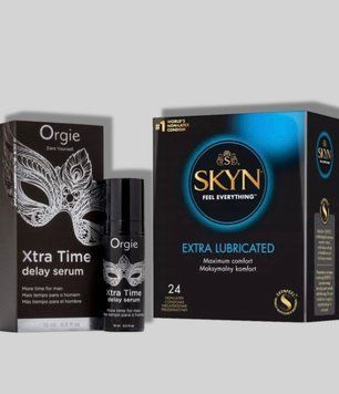 SKYN Extra Lube 24 шт + Пролонгатор Orgie Xtra Time Delay Serum, 15 мл SOS5689 фото