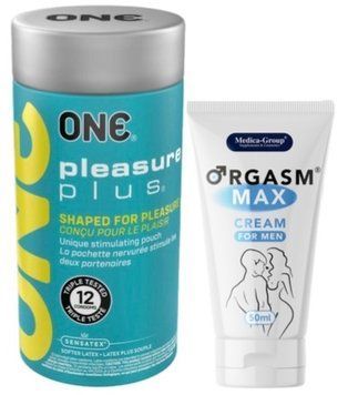 Набор из ONE Pleasure Plus 12 шт + Пролонгатор Medica-Group Orgasm Max for Men - krem ​​50 ml SOS9538 фото