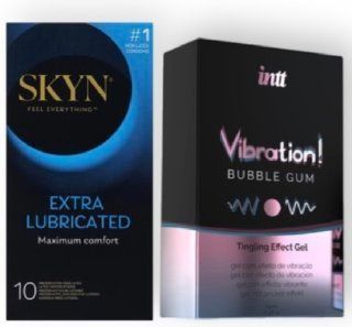 Skyn Exstra Lube 10 штук + Intt Vibration Bubble Gum (15 мл) SOS6997 фото