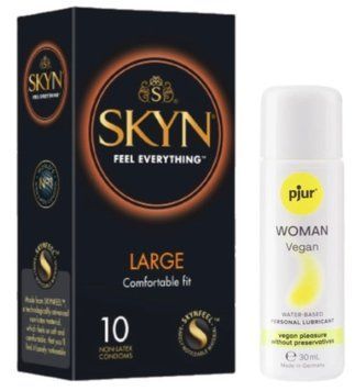 Набір Skyn Large 10 шт + pjur Woman Vegan 30 мл SOS13350 фото