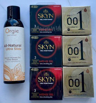 Набор 18 шт OLO Лед и Пламя 001 + Skyn ​​Intense Feel + Лубрикант ALL-NATURAL Ultra Slide 150 мл Orgie SOS3834 фото