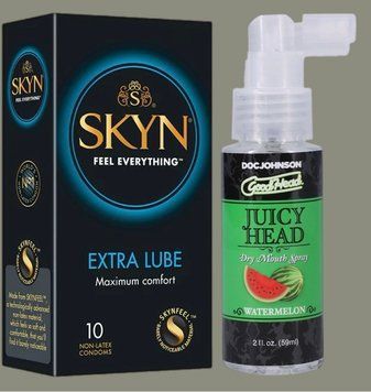 Набор Skyn ​​Extra Lube 10 штук + Спрей Doc Johnson GoodHead &ndash; Juicy Head Dry Mouth Spray &ndash; Watermelon 59мл SOS5253 фото